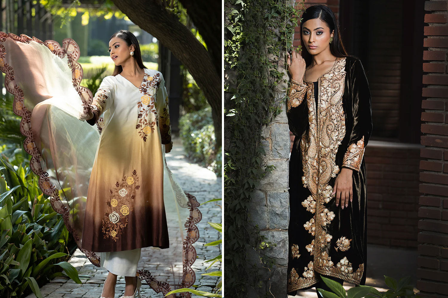 Kashmiri Attire in Pantone’s Mocha Mousse: A Palette of Sophistication